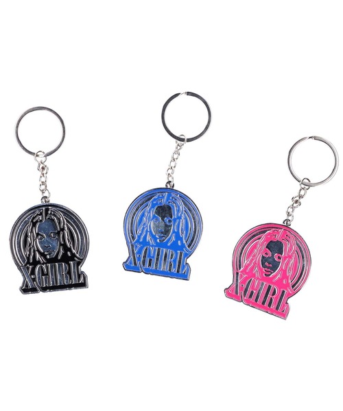 X-girl(エックスガール)の「CIRCLE BACKGROUND FACE LOGO KEY CHARM(キーホルダー・レディース・ブルー/ブラック/ピンク・ONE SIZE)」の4枚目の写真