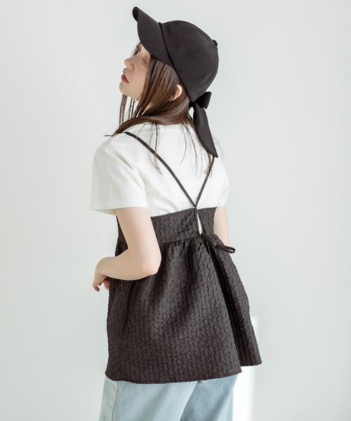 OLIVE des OLIVE(オリーブデオリーブ)の「チュニックキャミブラウス 1031040440(シャツ/ブラウス・レディース・ブラック/オフホワイト・FREE)」の14枚目の写真