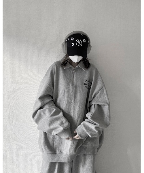 YACA（ヤーカ）の「half zip polo sweat/ハーフジップポロスウェット（スウェット・レディース・グレー・FREE）」の5枚目の写真