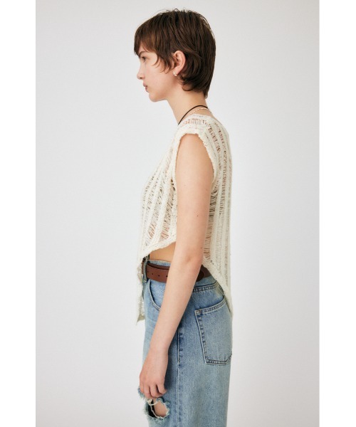 MOUSSY（マウジー）の「TAPE YARN KNIT タンクトップ（タンクトップ・レディース・カーキ/アイボリー/ブラック・FREE）」の8枚目の写真