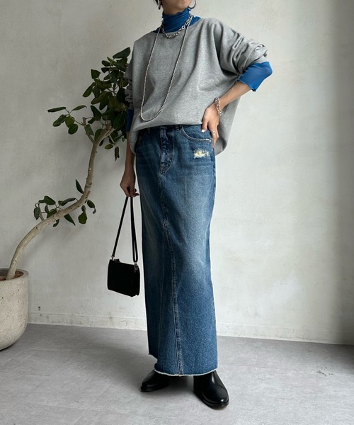 DouDou(ドゥドゥ)の「ダメージデニムタイトスカート(デニムスカート・レディース・ブルー・36/38)」の19枚目の写真