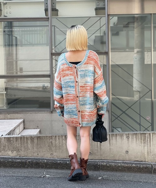 CIAOPANIC（チャオパニック）の「2WAYローゲージミックスニットカーデ/グラデーション（ニット/セーター・レディース・グリーン/カーキ/チャコールグレー/オフホワイト・FREE）」の13枚目の写真