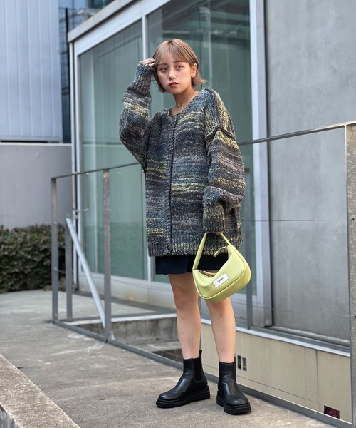 CIAOPANIC（チャオパニック）の「2WAYローゲージミックスニットカーデ/グラデーション（ニット/セーター・レディース・グリーン/カーキ/チャコールグレー/オフホワイト・FREE）」の22枚目の写真