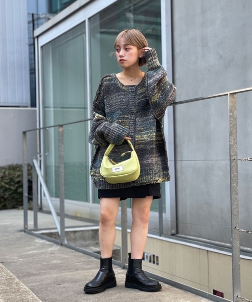 CIAOPANIC（チャオパニック）の「2WAYローゲージミックスニットカーデ/グラデーション（ニット/セーター・レディース・グリーン/カーキ/チャコールグレー/オフホワイト・FREE）」の20枚目の写真