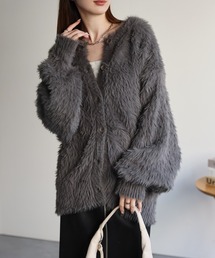 【前後2WAY】シャギーニットカーディガン/ルーズトップス