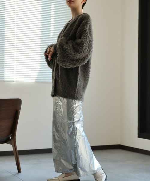 sakishimatokyo（サキシマトーキョー）の「【前後2WAY】シャギーニットカーディガン/ルーズトップス（カーディガン/ボレロ・レディース・オフホワイト/チャコール/ブラック/パープル・FREE）」の11枚目の写真