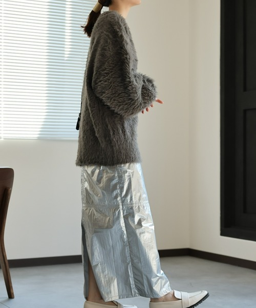 sakishimatokyo（サキシマトーキョー）の「【前後2WAY】シャギーニットカーディガン/ルーズトップス（カーディガン/ボレロ・レディース・オフホワイト/チャコール/ブラック/パープル・FREE）」の10枚目の写真