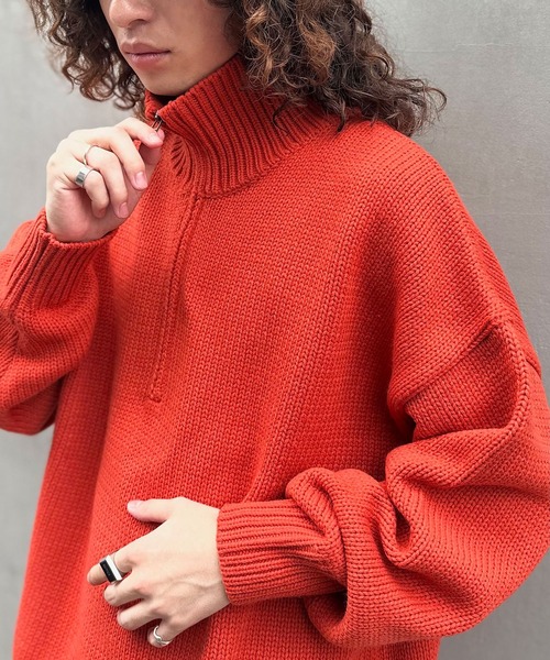 CIAOPANIC（チャオパニック）の「ハーフジップローゲージニットプルオーバー（ニット/セーター・レディース・オレンジ/ホワイト/ブラウン/ブラック/ブルー・M/L）」の5枚目の写真