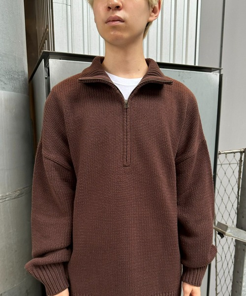 CIAOPANIC（チャオパニック）の「ハーフジップローゲージニットプルオーバー（ニット/セーター・レディース・オレンジ/ホワイト/ブラウン/ブラック/ブルー・M/L）」の7枚目の写真