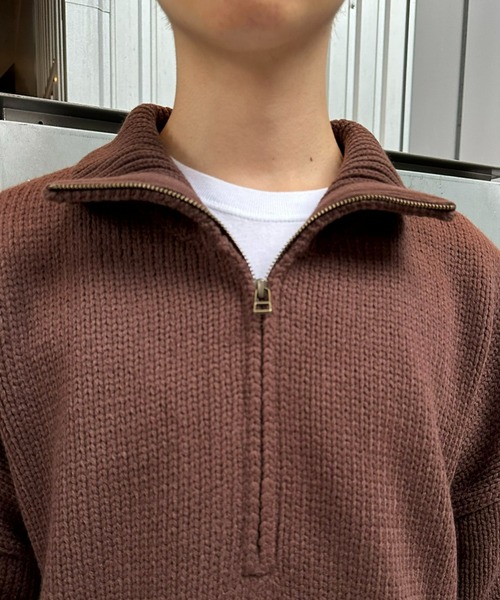 CIAOPANIC（チャオパニック）の「ハーフジップローゲージニットプルオーバー（ニット/セーター・レディース・オレンジ/ホワイト/ブラウン/ブラック/ブルー・M/L）」の9枚目の写真