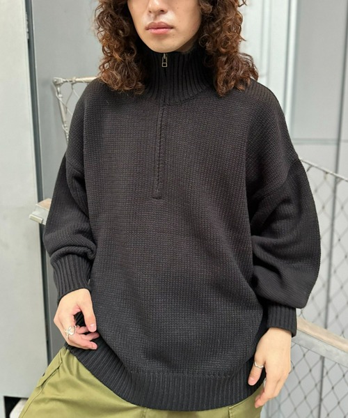 CIAOPANIC（チャオパニック）の「ハーフジップローゲージニットプルオーバー（ニット/セーター・レディース・オレンジ/ホワイト/ブラウン/ブラック/ブルー・M/L）」の10枚目の写真