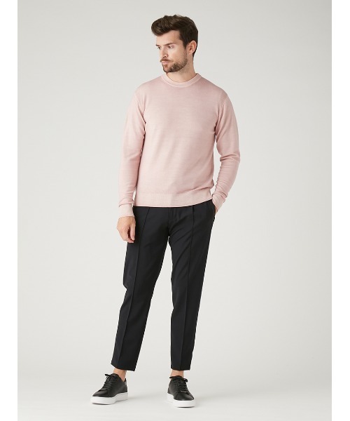 cantate ベージュ クルーネックセーター improves｜畦編み クルーネック ニットセーター | Rakuten Fashion