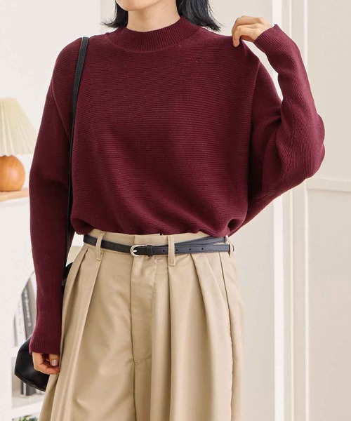 CHAN ME（チャンミ）の「袖ドルマンリブニット（ニット/セーター・レディース・ワイン/イエロー/モカ/アイボリー/ブルー/ライトグレー/ブラック・MEDIUM/X-LARGE/LARGE）」の7枚目の写真