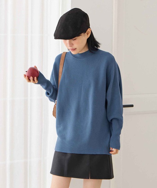 CHAN ME（チャンミ）の「袖ドルマンリブニット（ニット/セーター・レディース・ワイン/イエロー/モカ/アイボリー/ブルー/ライトグレー/ブラック・MEDIUM/X-LARGE/LARGE）」の5枚目の写真