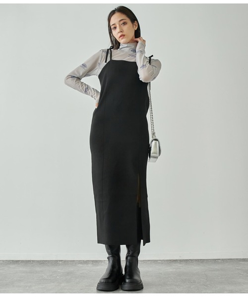 ANAP(アナップ)の「スポンジニットキャミソールロングワンピース ノースリーブ(ワンピース・レディース・オフホワイト/ブラック・FREE)」の5枚目の写真
