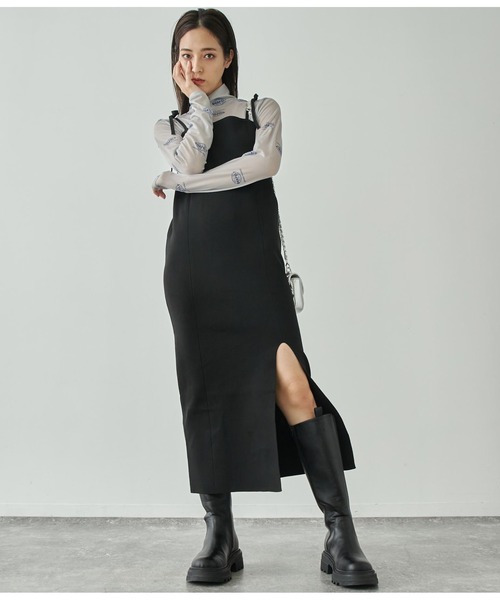 ANAP(アナップ)の「スポンジニットキャミソールロングワンピース ノースリーブ(ワンピース・レディース・オフホワイト/ブラック・FREE)」の9枚目の写真