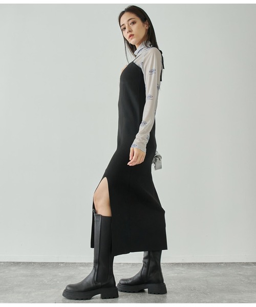 ANAP(アナップ)の「スポンジニットキャミソールロングワンピース ノースリーブ(ワンピース・レディース・オフホワイト/ブラック・FREE)」の6枚目の写真