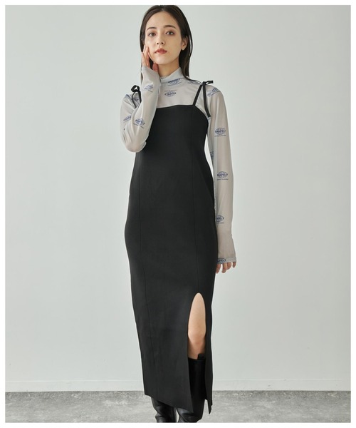 ANAP(アナップ)の「スポンジニットキャミソールロングワンピース ノースリーブ(ワンピース・レディース・オフホワイト/ブラック・FREE)」の4枚目の写真
