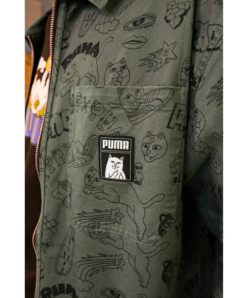 PUMA（プーマ）の「PUMA/プーマ×RIPNDIP/リップンディップ AOP TWILL シャツ ジャケット（テーラードジャケット・メンズ・グリーン・XL/L/M）」の3枚目の写真