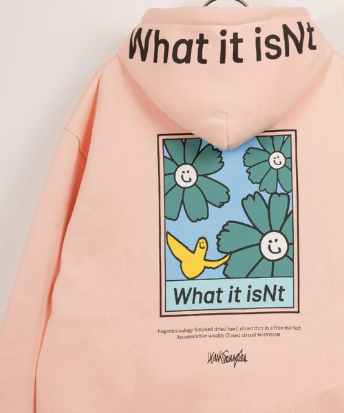 (What it isNt)ART BY MARKGONZALES(ワットイットイズント)の「【0】【(What it isNt) ART BY MARK GONZALES/ワットイットイズント マークゴンザレス】アートデザイン バック&フードロゴプリント フーディー プルパーカー リラックスフィット 裏起毛 24AW新柄追加(パーカー・レディース・レッド/ピンク/ブルー/イエロー/ホワイト/ホワイト系その他/グリーン系その他/グリーン系その他2/ブルー系その他/ピンク系その他2/ホワイト系その他2/イエロー系その他2/ブルー系その他2/イエロー系その他/ピンク系その他・M/L/XL)」の13枚目の写真