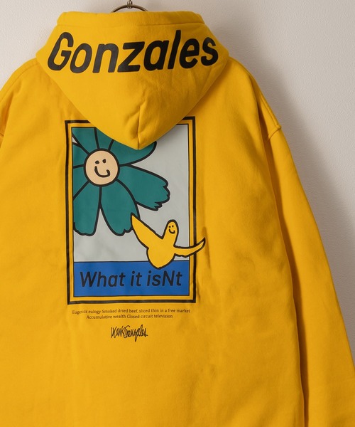 (What it isNt)ART BY MARKGONZALES(ワットイットイズント)の「【0】【(What it isNt) ART BY MARK GONZALES/ワットイットイズント マークゴンザレス】アートデザイン バック&フードロゴプリント フーディー プルパーカー リラックスフィット 裏起毛 24AW新柄追加(パーカー・レディース・レッド/ピンク/ブルー/イエロー/ホワイト/ホワイト系その他/グリーン系その他/グリーン系その他2/ブルー系その他/ピンク系その他2/ホワイト系その他2/イエロー系その他2/ブルー系その他2/イエロー系その他/ピンク系その他・M/L/XL)」の9枚目の写真