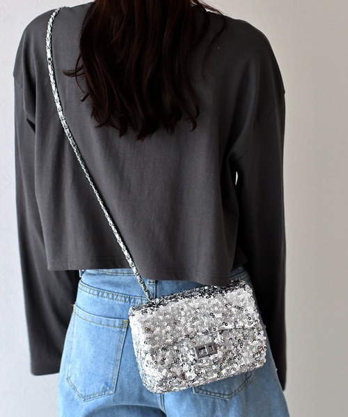BLUEEAST（ブルーイースト）の「スパンコール2WAYチェーンショルダーバッグ（ショルダーバッグ・レディース・ブラック/シルバー・FREE）」の8枚目の写真