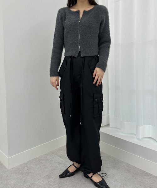 solleim（ソルレム）の「シャギージップアップニット（ニット/セーター・レディース・ブラウン/ホワイト/チャコールグレー・M）」の6枚目の写真