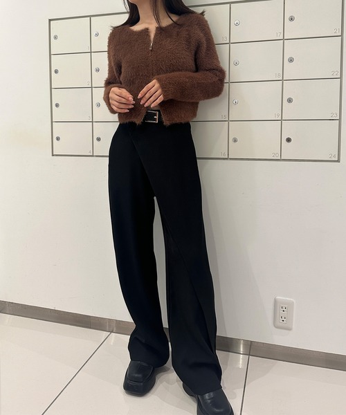 solleim（ソルレム）の「シャギージップアップニット（ニット/セーター・レディース・ブラウン/ホワイト/チャコールグレー・M）」の21枚目の写真