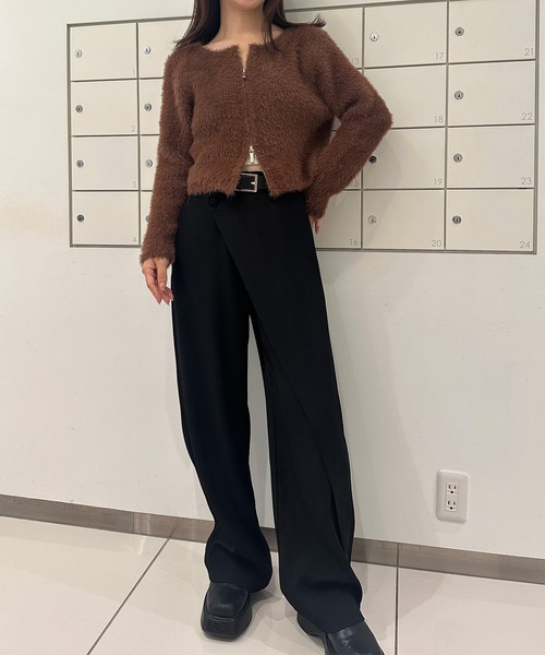 solleim（ソルレム）の「シャギージップアップニット（ニット/セーター・レディース・ブラウン/ホワイト/チャコールグレー・M）」の22枚目の写真