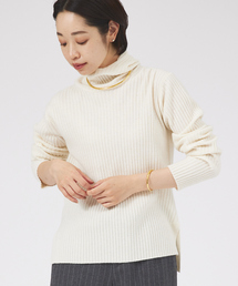 qualite | フーディーワイドリブニット(ニット/セーター)