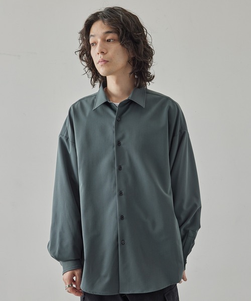 JUNRED(ジュンレッド)の「TRストレッチルーズシャツ(シャツ/ブラウス・メンズ・グレー系その他/ホワイト/チャコールグレー・L/M/S)」の1枚目の写真