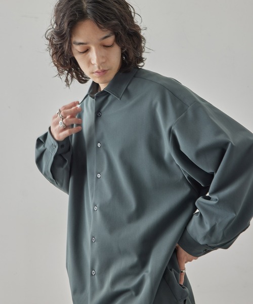 JUNRED(ジュンレッド)の「TRストレッチルーズシャツ(シャツ/ブラウス・メンズ・グレー系その他/ホワイト/チャコールグレー・L/M/S)」の4枚目の写真