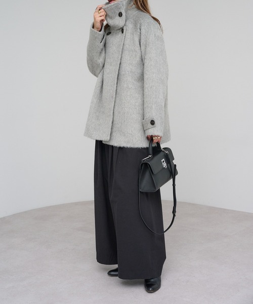 bonjoursagan シャギーミドル丈スタンドカラーコート BONJOUR SAGAN公式オンラインストア / シャギーミドル丈スタンド