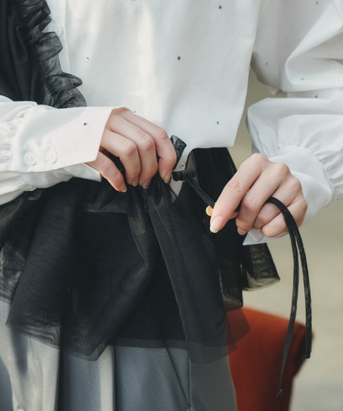 Birthday room（バースデイルーム）の「チュールマルチウェイフリルカラー（付け襟・レディース・ブラック/アイボリー・FREE）」の6枚目の写真