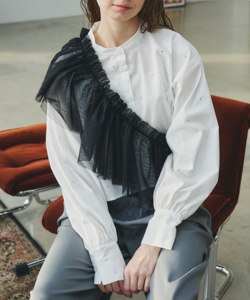 Birthday room（バースデイルーム）の「チュールマルチウェイフリルカラー（付け襟・レディース・ブラック/アイボリー・FREE）」の20枚目の写真