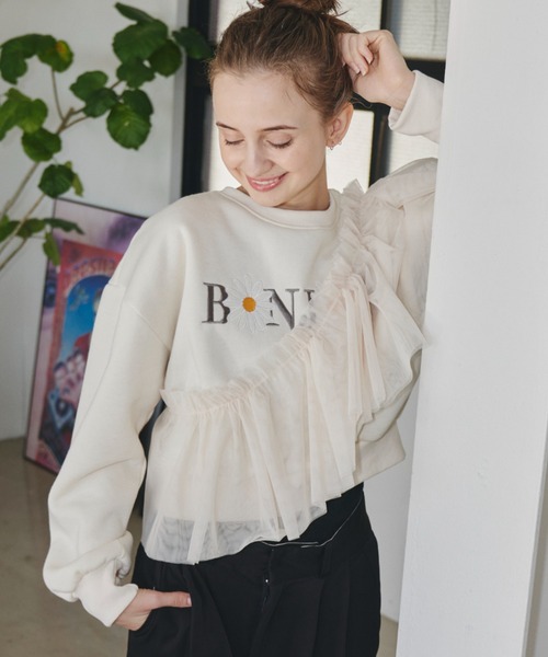 Birthday room（バースデイルーム）の「チュールマルチウェイフリルカラー（付け襟・レディース・ブラック/アイボリー・FREE）」の5枚目の写真