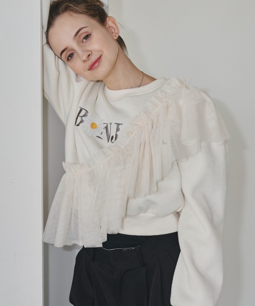 Birthday room（バースデイルーム）の「チュールマルチウェイフリルカラー（付け襟・レディース・ブラック/アイボリー・FREE）」の4枚目の写真