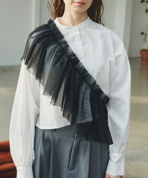 Birthday room（バースデイルーム）の「チュールマルチウェイフリルカラー（付け襟・レディース・ブラック/アイボリー・FREE）」の8枚目の写真