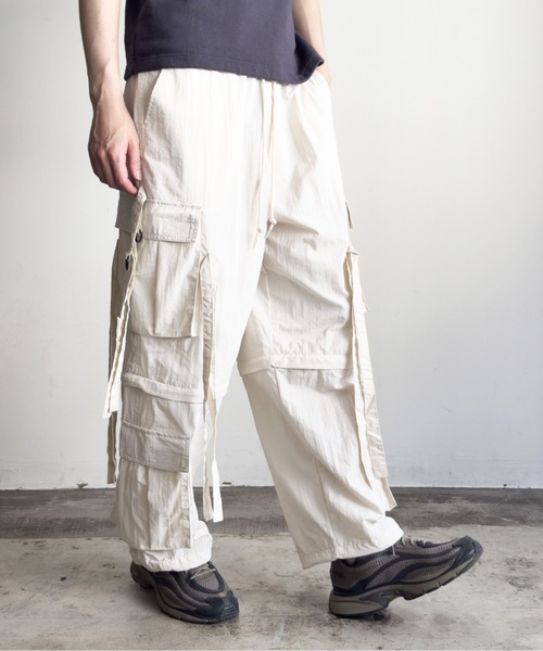 COMMON WARE(コモンウェアー)の「COMMONWARE:ナイロンワッシャーテクノパンツ(カーゴパンツ・レディース・ブラック/カーキ/オフホワイト・L/XL/M)」の8枚目の写真