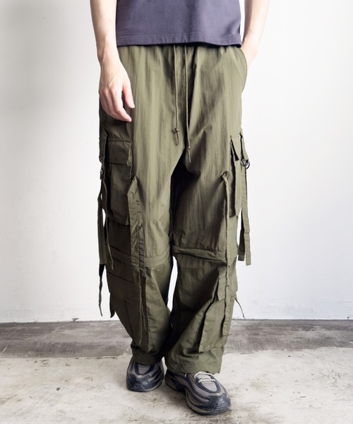 COMMON WARE(コモンウェアー)の「COMMONWARE:ナイロンワッシャーテクノパンツ(カーゴパンツ・レディース・ブラック/カーキ/オフホワイト・L/XL/M)」の12枚目の写真