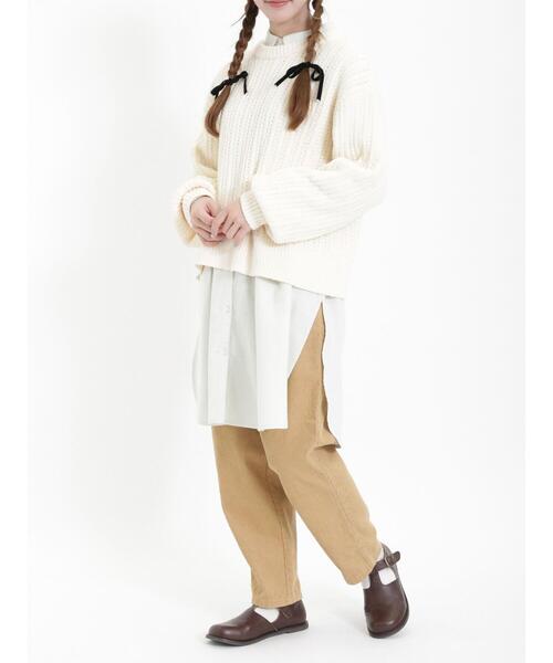 Samansa Mos2（サマンサ モスモス）の「モールフェザーケーブルニット（ニット/セーター・レディース・キナリ/グリーン/チャコールグレー/イエロー・F）」の16枚目の写真