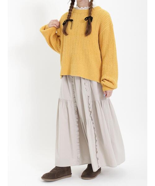 Samansa Mos2（サマンサ モスモス）の「モールフェザーケーブルニット（ニット/セーター・レディース・キナリ/グリーン/チャコールグレー/イエロー・F）」の18枚目の写真