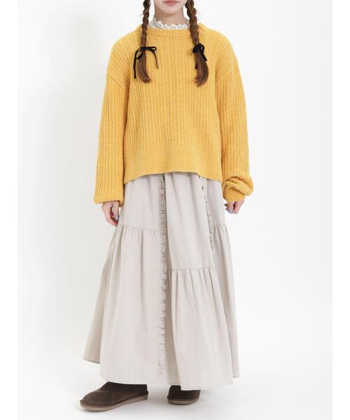 Samansa Mos2（サマンサ モスモス）の「モールフェザーケーブルニット（ニット/セーター・レディース・キナリ/グリーン/チャコールグレー/イエロー・F）」の19枚目の写真