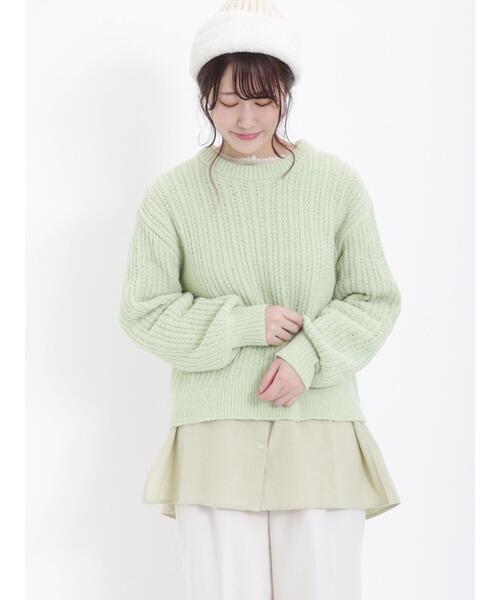 Samansa Mos2（サマンサ モスモス）の「モールフェザーケーブルニット（ニット/セーター・レディース・キナリ/グリーン/チャコールグレー/イエロー・F）」の20枚目の写真