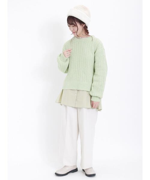 Samansa Mos2（サマンサ モスモス）の「モールフェザーケーブルニット（ニット/セーター・レディース・キナリ/グリーン/チャコールグレー/イエロー・F）」の21枚目の写真