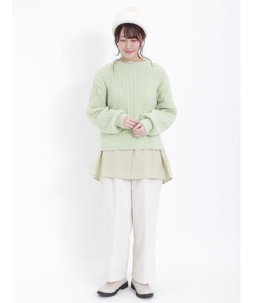 Samansa Mos2（サマンサ モスモス）の「モールフェザーケーブルニット（ニット/セーター・レディース・キナリ/グリーン/チャコールグレー/イエロー・F）」の22枚目の写真