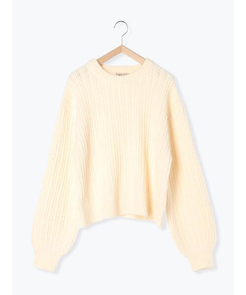 Samansa Mos2（サマンサ モスモス）の「モールフェザーケーブルニット（ニット/セーター・レディース・キナリ/グリーン/チャコールグレー/イエロー・F）」の5枚目の写真