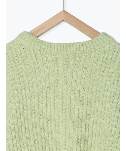 Samansa Mos2（サマンサ モスモス）の「モールフェザーケーブルニット（ニット/セーター・レディース・キナリ/グリーン/チャコールグレー/イエロー・F）」の11枚目の写真