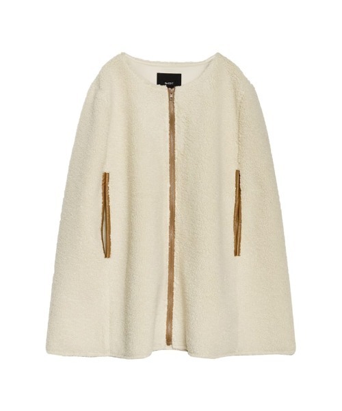 Re:EDIT（リエディ）の「ムートンボアパイピングフレアポンチョ（ポンチョ・レディース・アイボリー・MEDIUM/LARGE）」の5枚目の写真