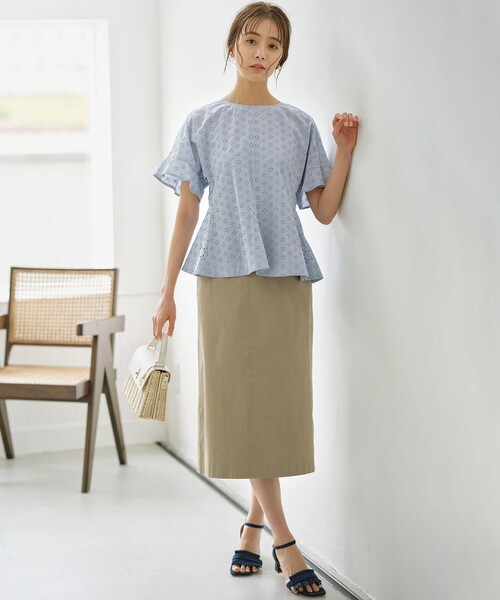 【セール】【WEB限定】サテンストレッチ Iラインスカート（スカート）｜組曲（クミキョク）